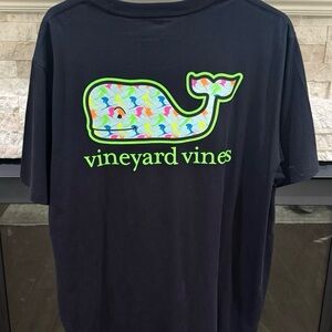 Vineyard Vines Black Tee with Vibrant Whale Design